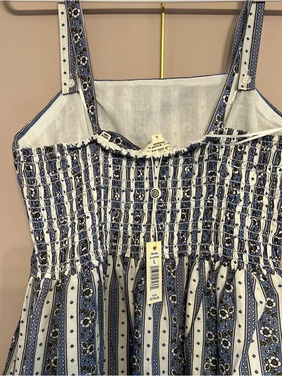 Max Studio Spaghetti strap Floral Maxi Dress Women’s Large Blue Cottagecore New - Picture 5 of 12